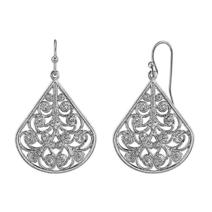 1928 Filigree Vine Teardrop Earrings