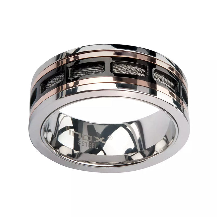 Men's Black Plated Spinner Window Stainless Steel Ring