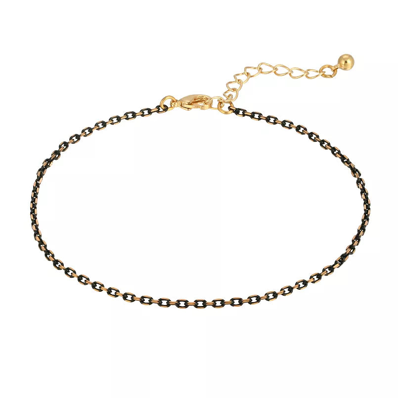 1928 Gold Tone & Black Tone Chain Anklet