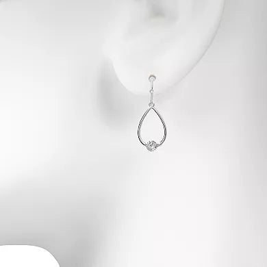 LC Lauren Conrad Silver Tone Teardrop Cubic Zirconia Nickel Free Drop Earrings