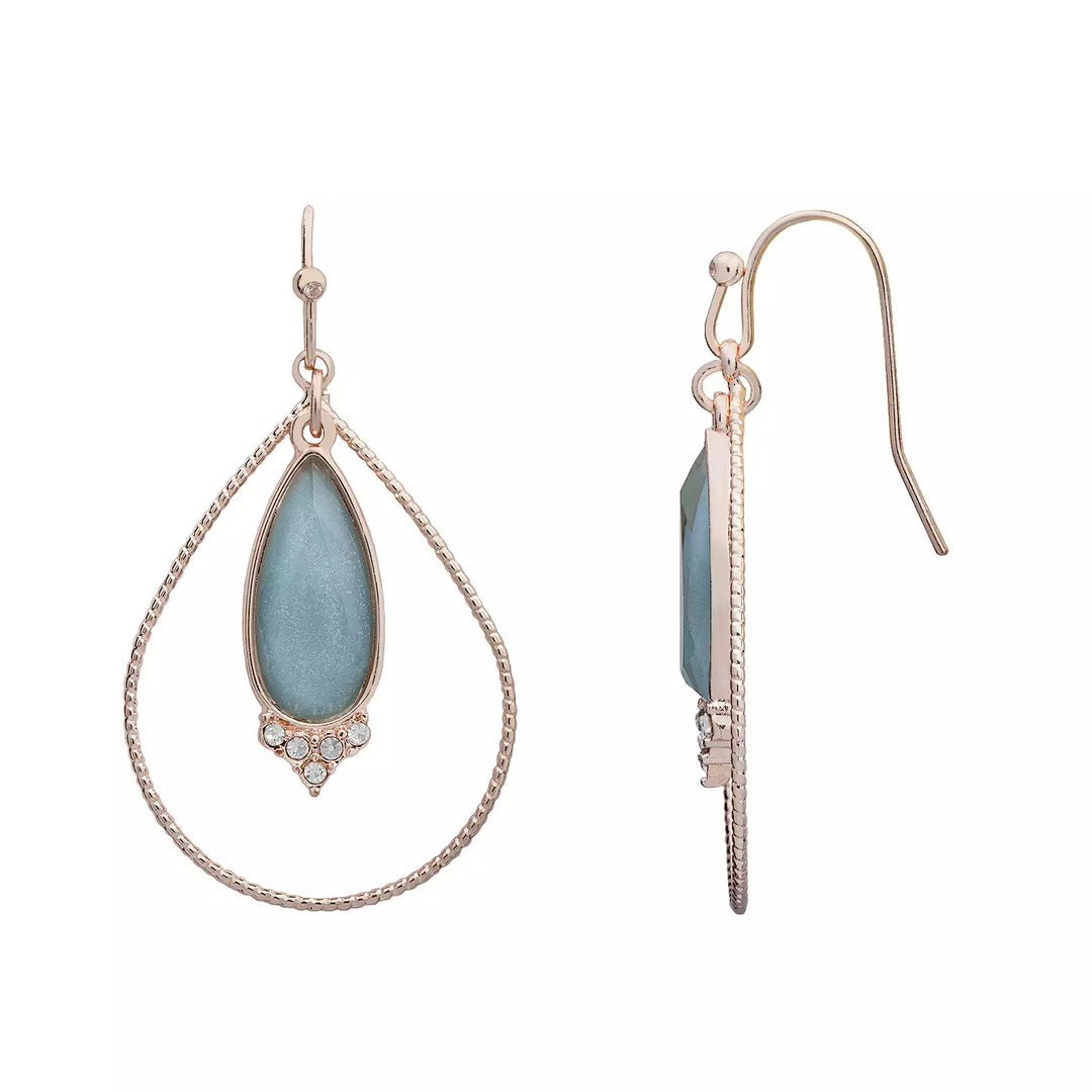 LC Lauren Conrad Rose Gold Tone Resin Orbital Teardrop Earrings