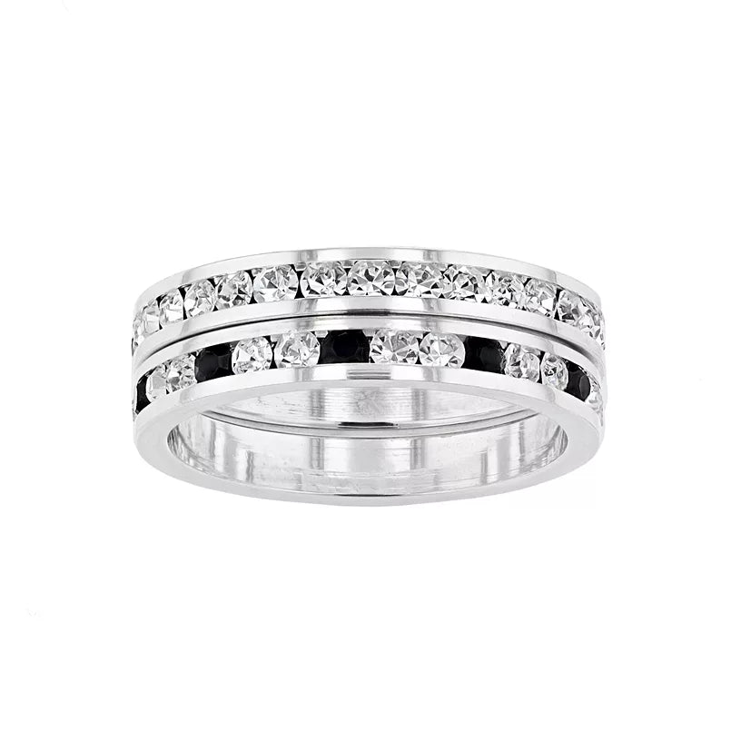 Traditions Jewelry Company Fine Silver Plated Crystal Channel Ring Set