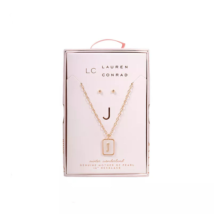 LC Lauren Conrad "Letter K" Dog Tag Nickel Free Earring & Necklace Set