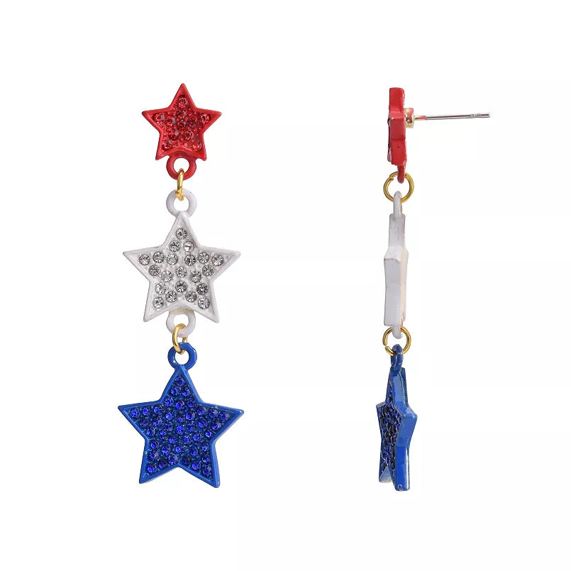 Celebrate Together™ Red, White, & Blue Linear Stars Drop Earrings