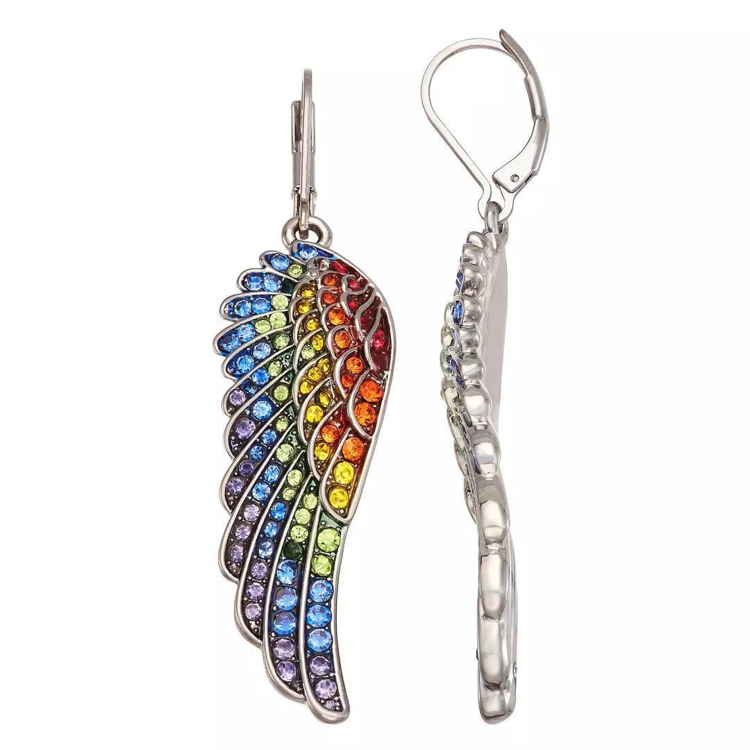 Simply Vera Vera Wang Silver Tone Rainbow Crystal Wings Drop Earrings