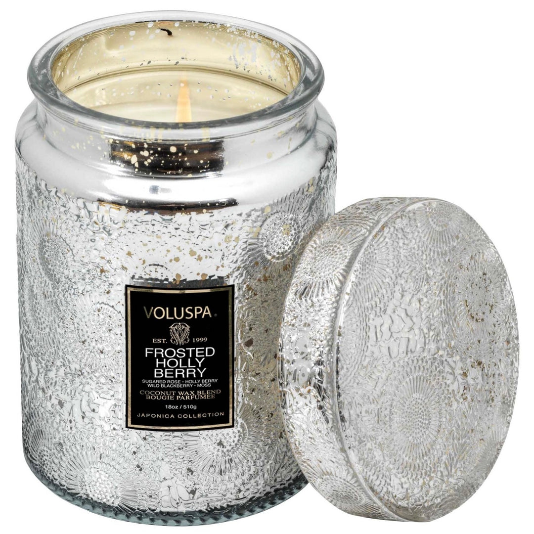 Voluspa Frosted Holly Berry
Glass Jar Candle 18oz.