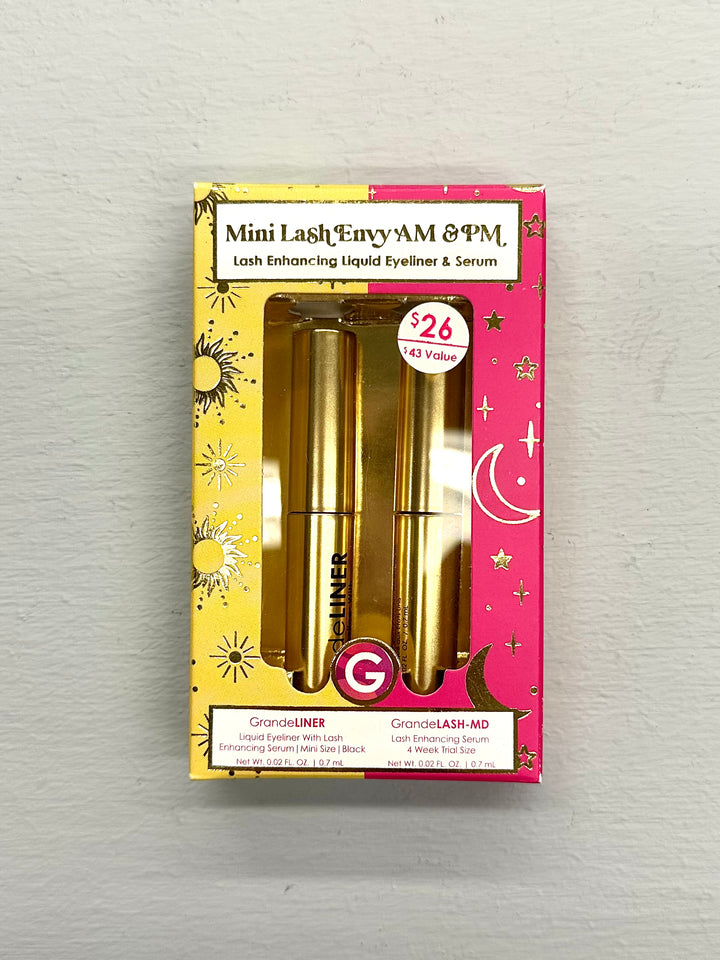 Grande Cosmetics Mini Lash Envy AM & PM Lash Enhancing Serum and Liquid Eyeliner Set - Bulk