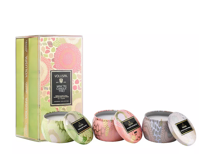 Voluspa Mini Tin Candle Trio Gift Set