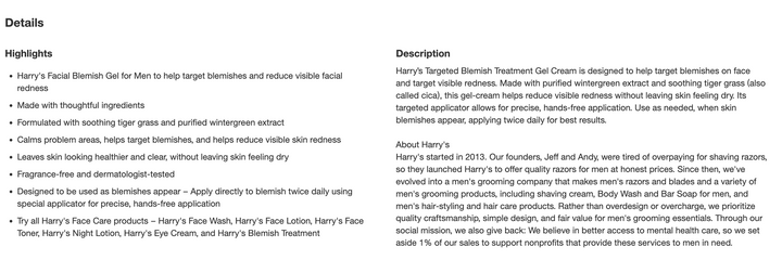 Harry's Targeted Blemish Treatment for Men with Tiger Grass and Wintergreen Extract - 0.4 fl oz