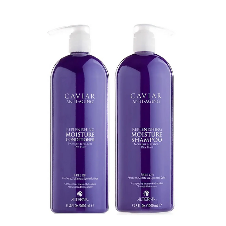 Alterna Caviar Anti-Aging Replenishing Moisture Shampoo & Conditioner Liter Bundle