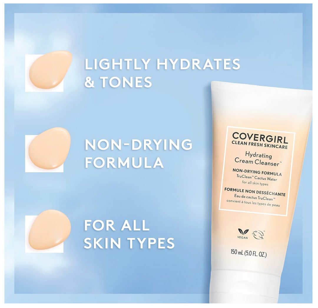 COVERGIRL Clean Fresh Skincare Hydrating Cream Cleanser, 5 Fl Oz