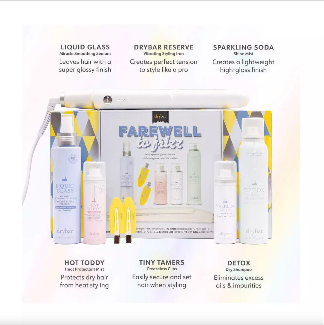 Drybar "Farewell To Frizz"  Reserve Vibrating Flat Iron & Detox Dry Shampoo Hair Set