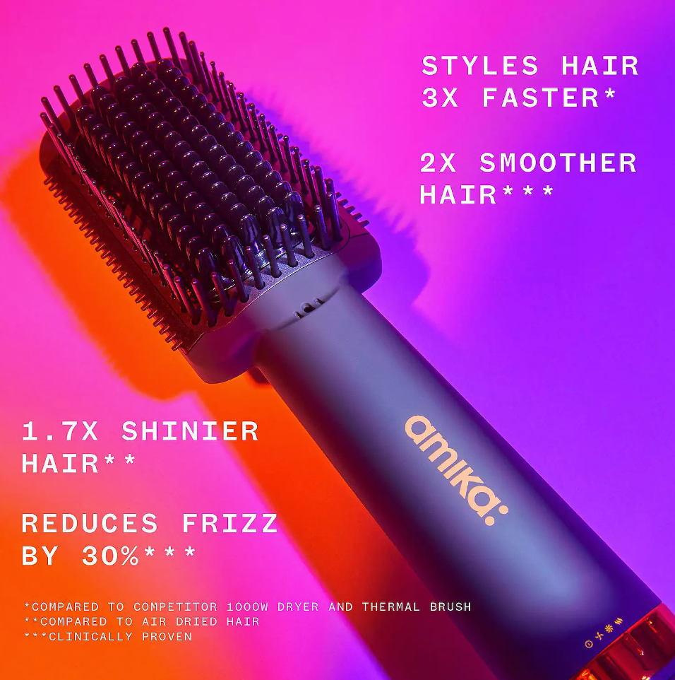 amika Double Agent 2-in-1 Straightening Blow Dryer Brush