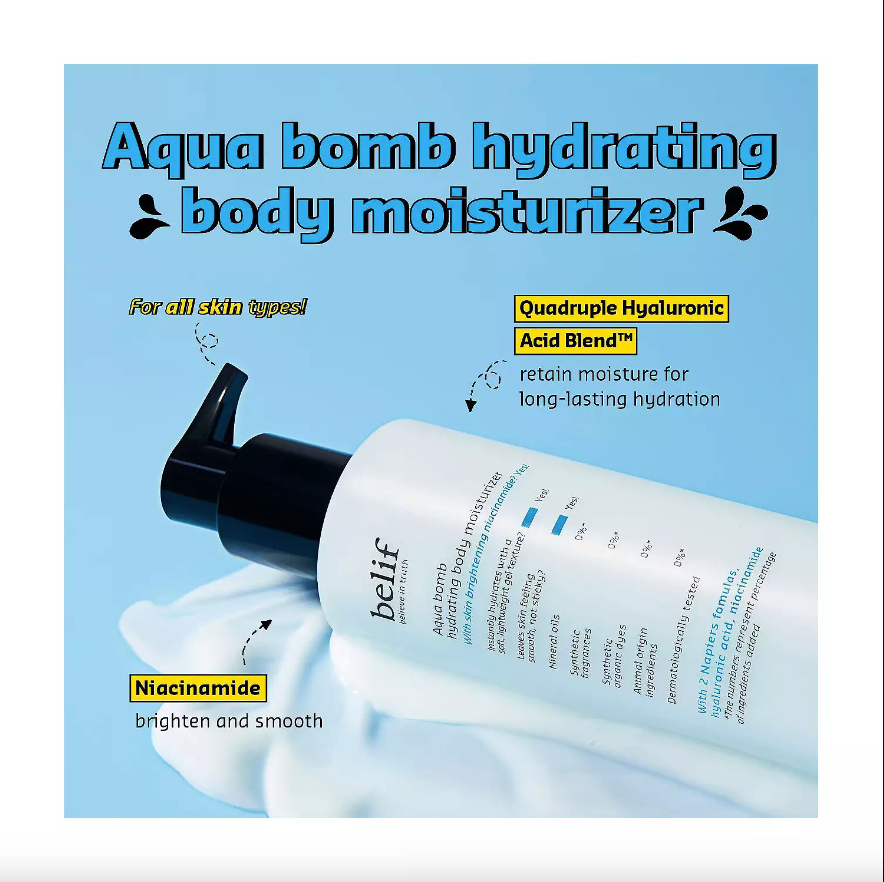 belif Aqua Bomb Hydrating Body Moisturizer w/ Niacinamide & Hyaluronic Acid - 10oz