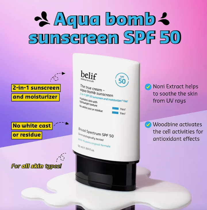 belif The True Cream Aqua Bomb Sunscreen SPF 50 - 1.69oz