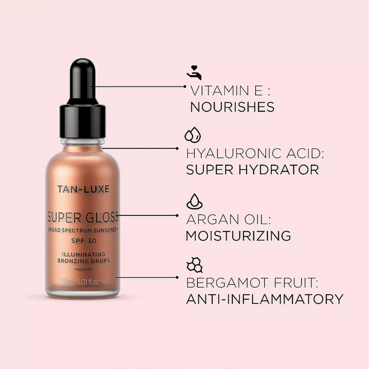 TAN-LUXE Super Gloss Instant Bronzing Face Drops with SPF 30