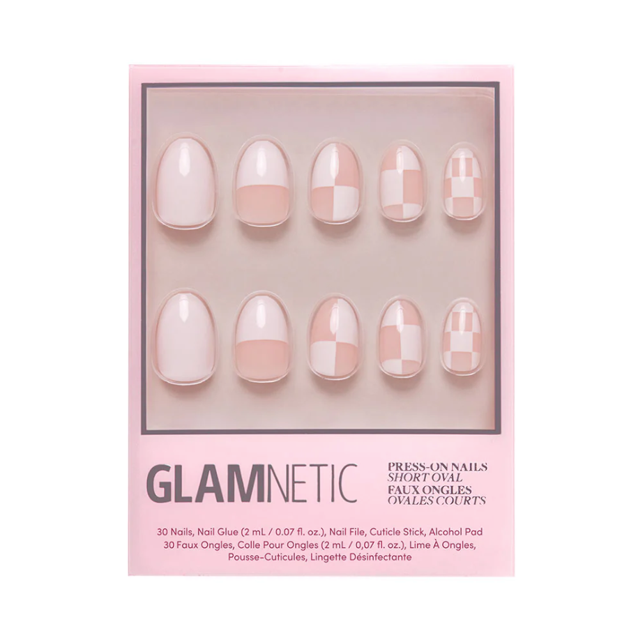 Glamnetic Press-On Nail Kit - "Checkmate" - Short Oval