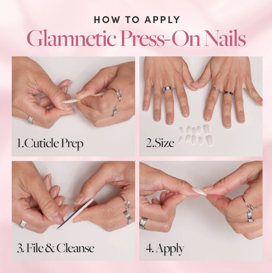 Glamnetic Press-On Nail Kit - "Checkmate" - Short Oval