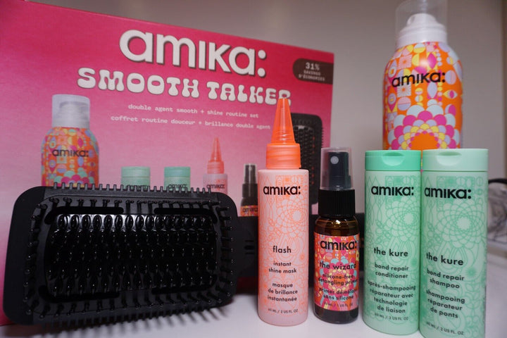 amika Smooth Talker Double Agent Straightening Blow Dry Brush Hair Set