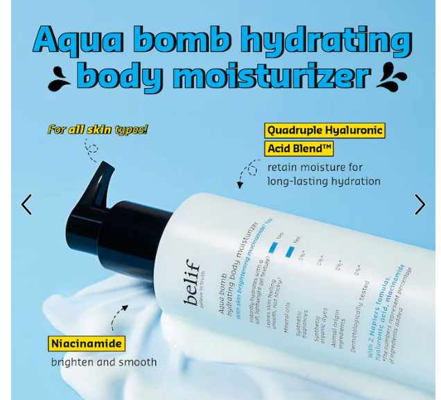 belif Aqua Bomb Hydrating Body Moisturizer w/ Niacinamide & Hyaluronic Acid - 10oz