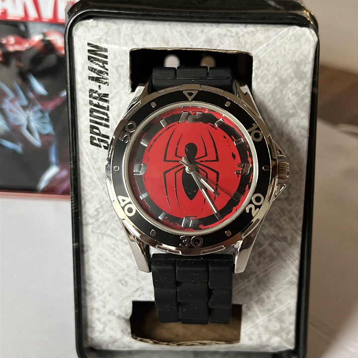 MARVEL Red Dial SPIDERMAN Black Silicone Boy's 38 mm Watch - SPD3408AKL