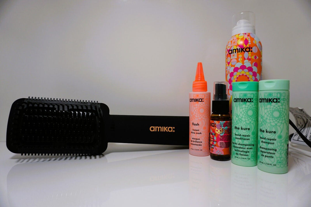 amika Smooth Talker Double Agent Straightening Blow Dry Brush Hair Set