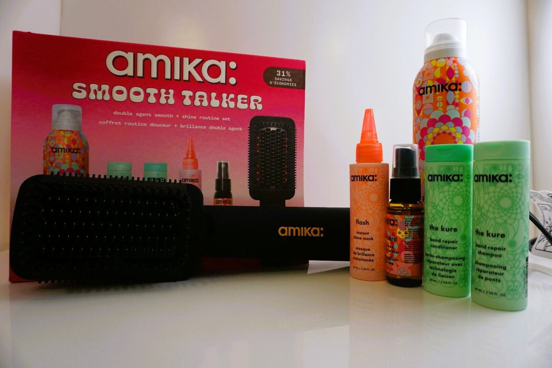 amika Smooth Talker Double Agent Straightening Blow Dry Brush Hair Set