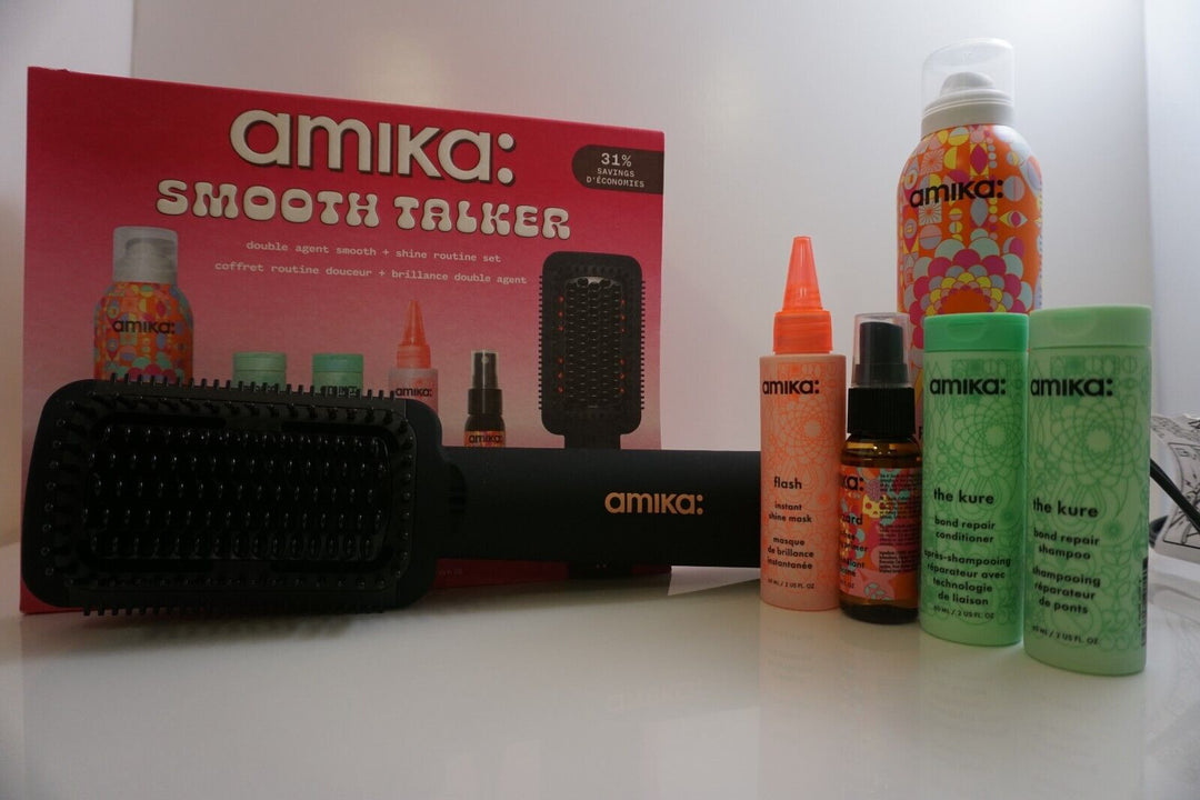 amika Smooth Talker Double Agent Straightening Blow Dry Brush Hair Set