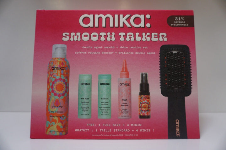 amika Smooth Talker Double Agent Straightening Blow Dry Brush Hair Set