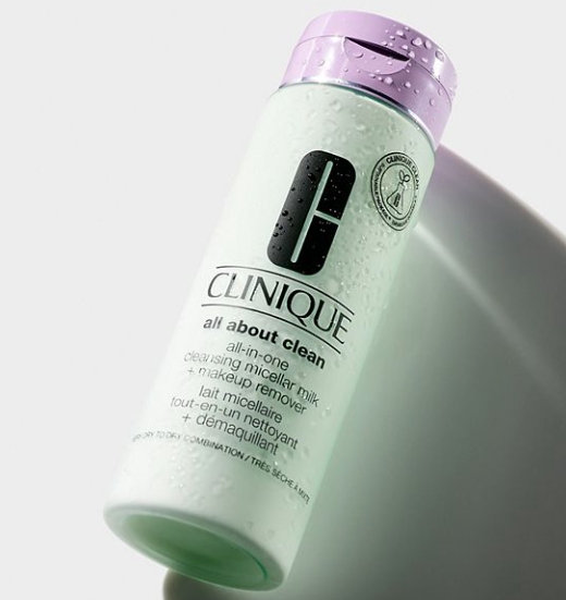 CLINIQUE All About Clean All-in-One Cleansing Micellar Milk + Makeup Remover for Dry, Combination Skin (Purple Cap)