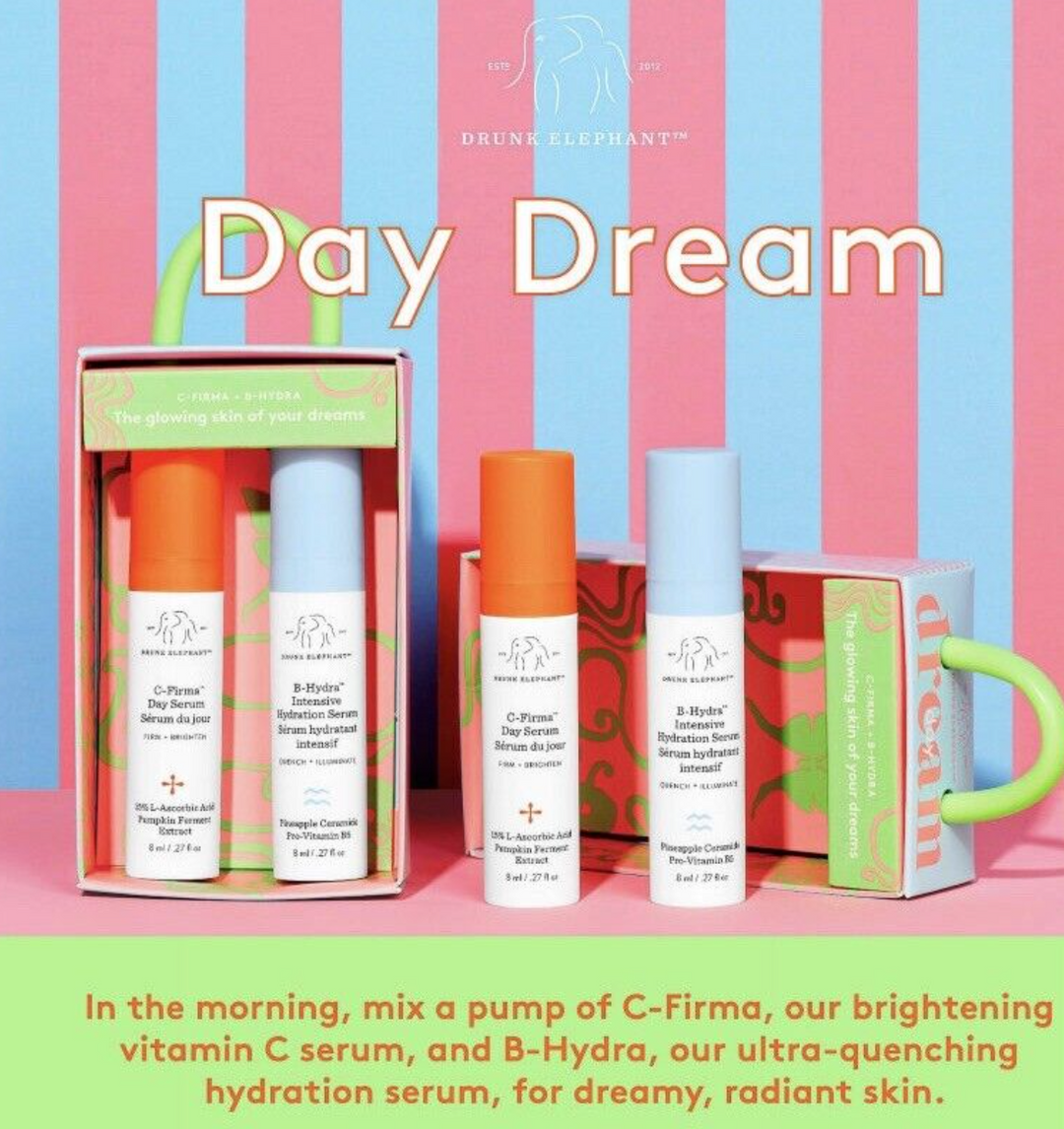 Drunk Elephant Day Dream B-Hydra Serum + C-Firma Day Serum 8mL/.27oz.