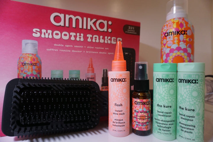 amika Smooth Talker Double Agent Straightening Blow Dry Brush Hair Set