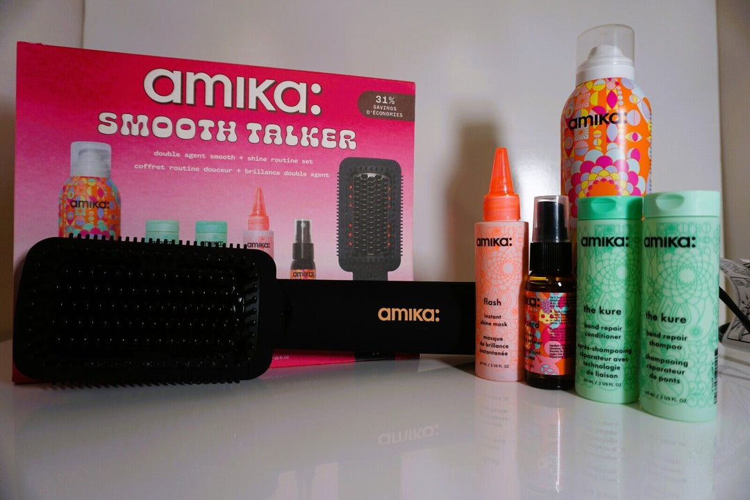 amika Smooth Talker Double Agent Straightening Blow Dry Brush Hair Set