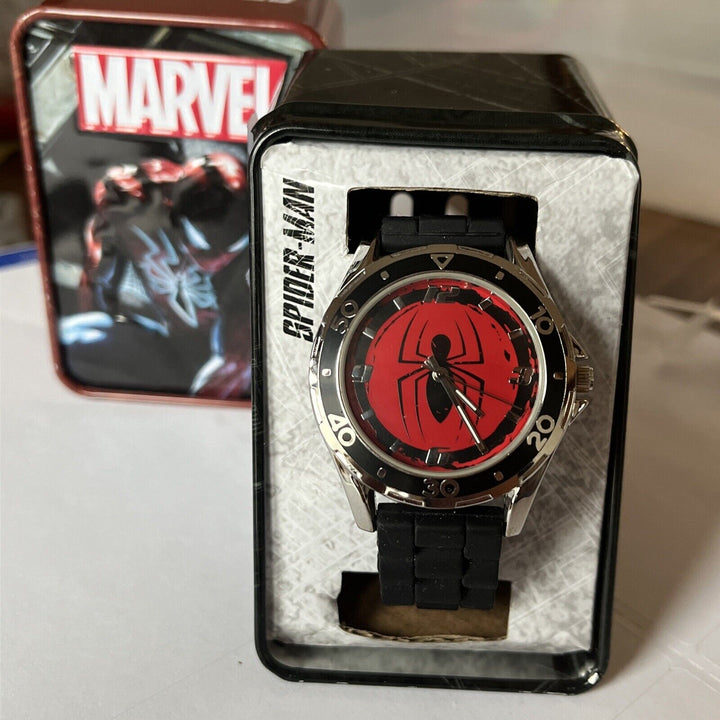 MARVEL Red Dial SPIDERMAN Black Silicone Boy's 38 mm Watch - SPD3408AKL