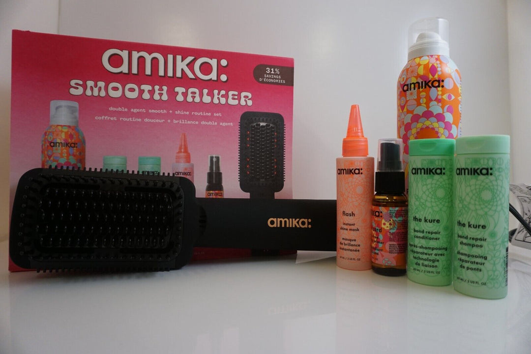 amika Smooth Talker Double Agent Straightening Blow Dry Brush Hair Set