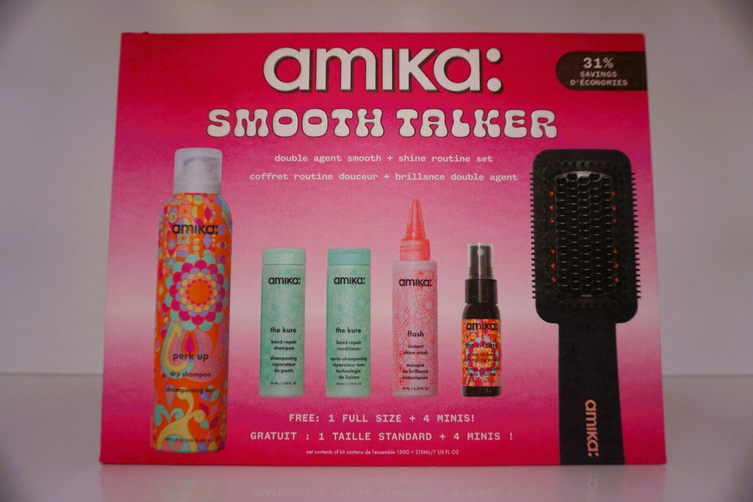 amika Smooth Talker Double Agent Straightening Blow Dry Brush Hair Set