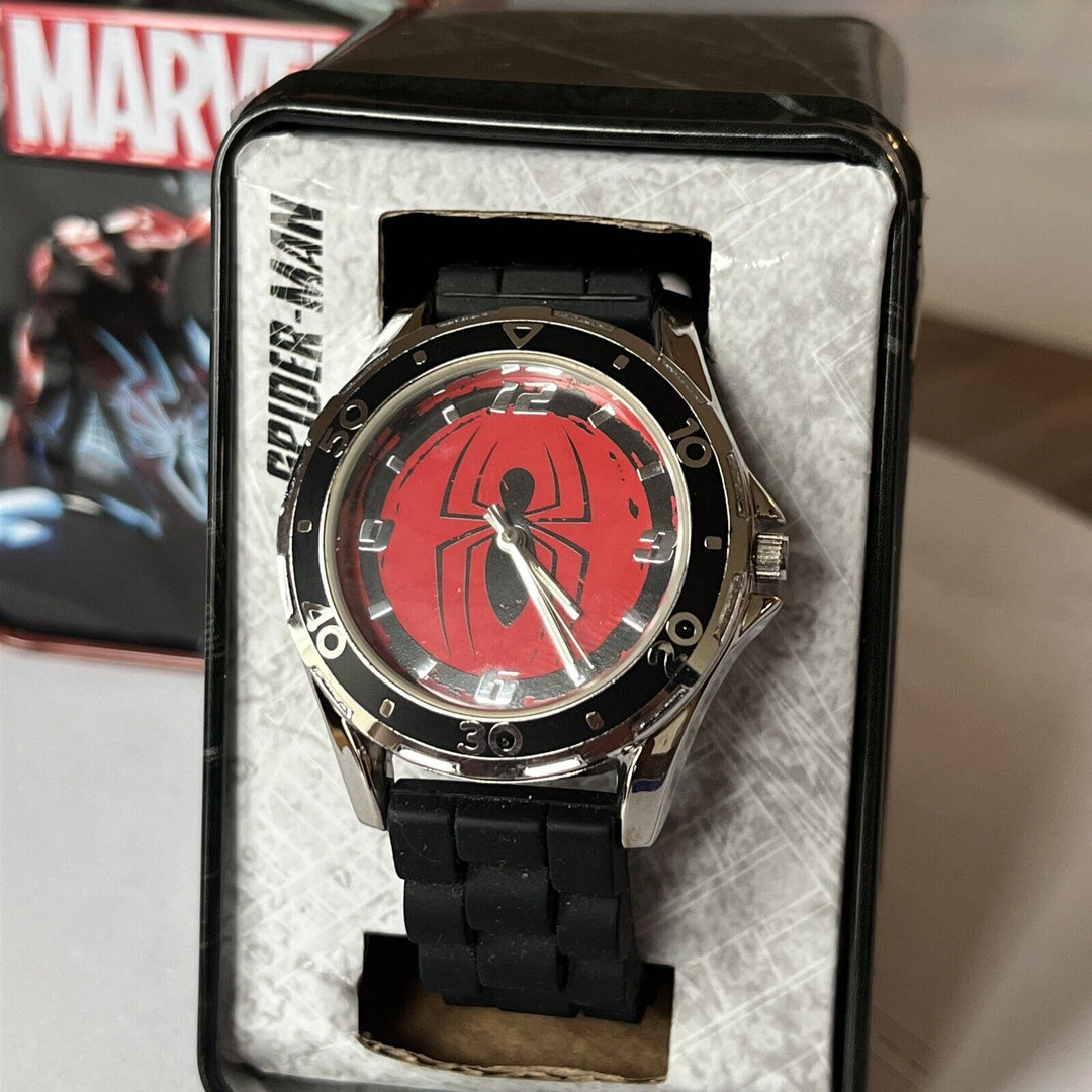 MARVEL Red Dial SPIDERMAN Black Silicone Boy's 38 mm Watch - SPD3408AKL